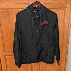 Vintage 90s universal studios Windbreaker hooded full zip Men size Small S Black